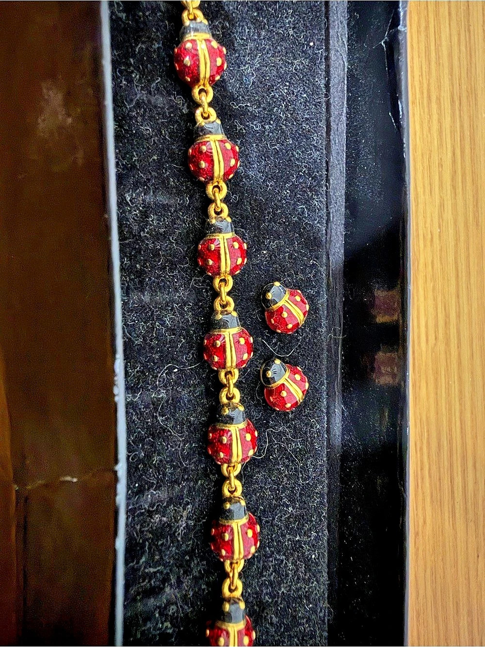 Joan Rivers Red & Gold Bracelet and Earrings Set